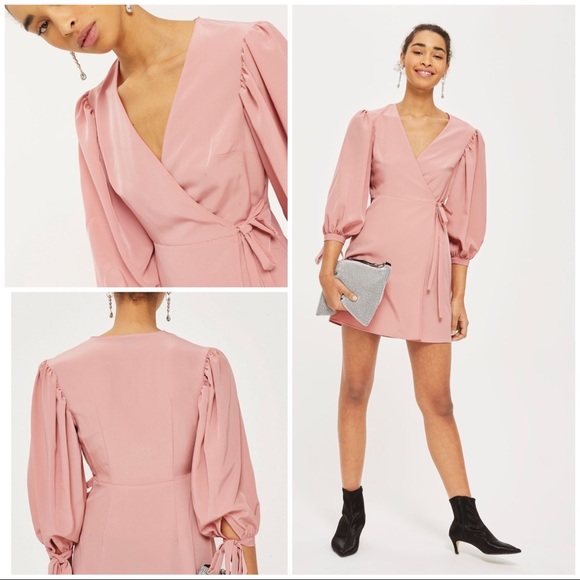 pink wrap mini dress